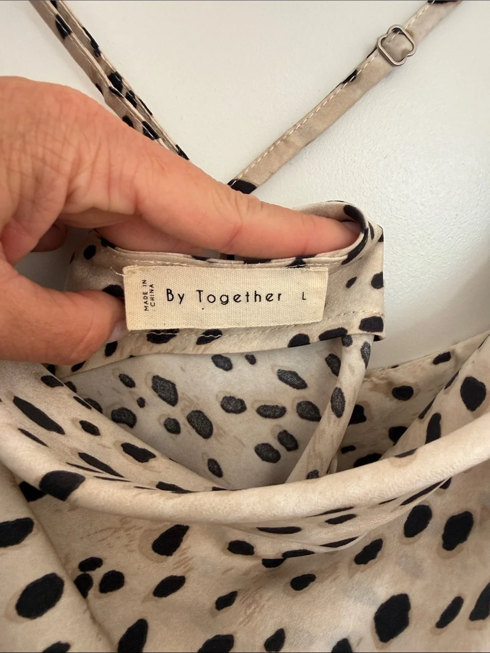 Beige Cowl Neck Animal Print Cami Top